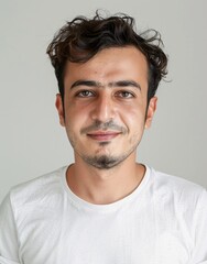 Fototapeta premium ID Photo: Turkish Man in T-shirt for Passport 02