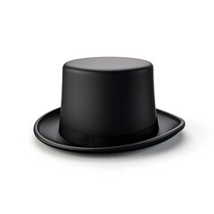 Elegant black top hat isolated on a white background