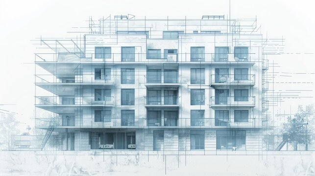 Detailed construction blueprint. architectural concepts for building plans AI generated images.