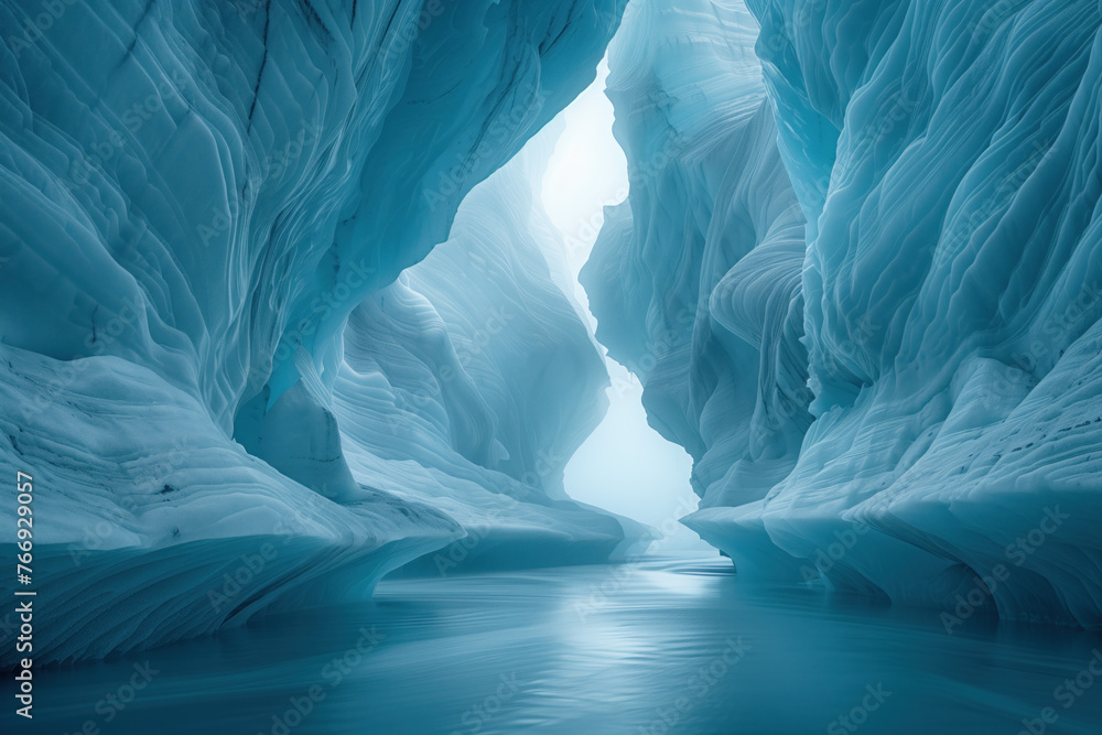 Aufkleber surreal ice glacier landscape. background image. created with generative ai technology.