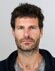 ID Photo: Caucasian Man in T-shirt for Passport 06