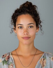 ID Photo: Young black Woman in T-shirt for Passport 01