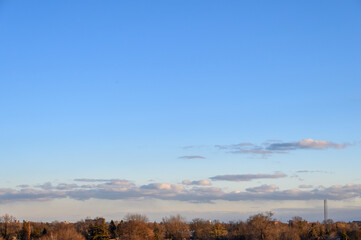Fototapeta na wymiar Dawn sky over the silhouette of Scarborough, Ontario, Canada