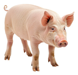Young pink piglet standing, cut out - stock png.