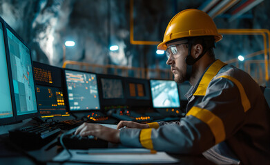 A factory worker using a tablet to check machinery in an industrial setting, showcasing the integration of technology in manufacturing.