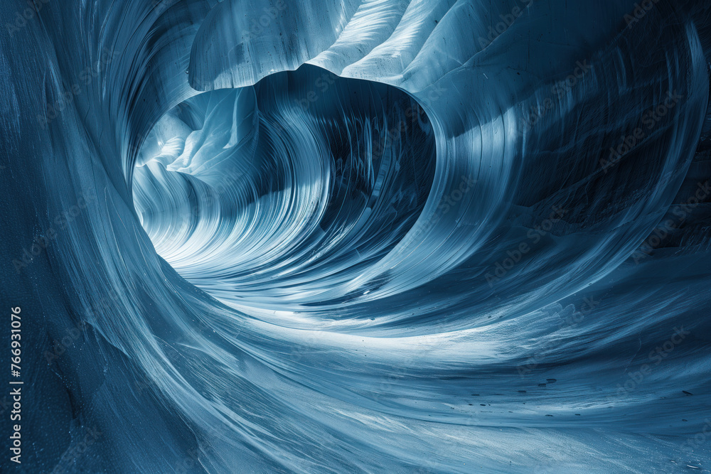 Poster surreal ice cave. background image. created with generative ai technology.