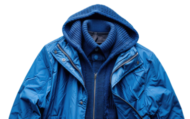 The Navy Blue Jacket and Deep Indigo Sweater isolated on transparent Background