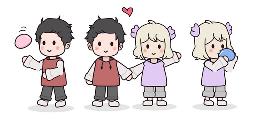 Cute guy and girl characters 