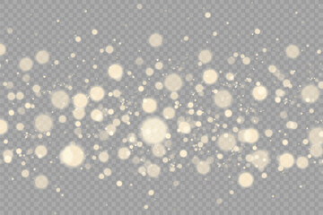 Dust sparks and stars shine with a special light. Christmas light effect. Glittering particles of magic dust.Vector sparkles on a transparent background. - obrazy, fototapety, plakaty