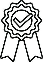 Approved emblem icon outline vector. Audit business policy. Search test rule