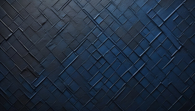 Background image of texture plaster on the wall in dark blue black tones in grunge style.
