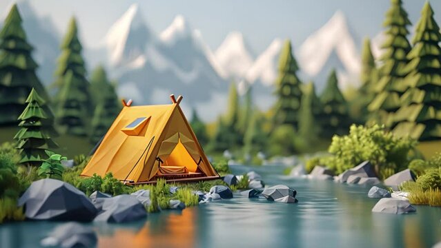 テントと自然風景,Generative AI 