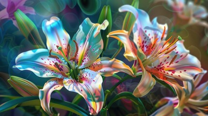 AI-generated illustration of tiger lilies or red lilies.