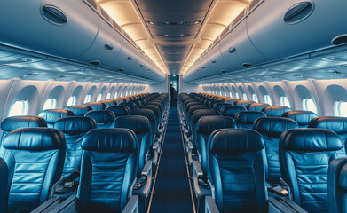 Airborne Comfort: Modern Airplane's Empty Passenger Seats