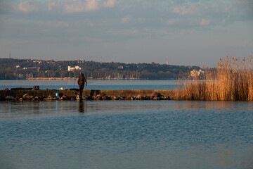 Fishing on the lake.