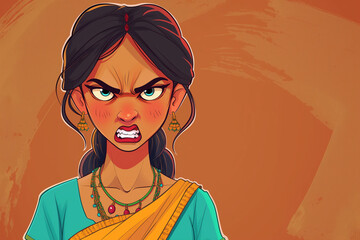 Indian Angry Cartoon Woman