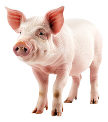 Young pink piglet, cut out - stock png.
