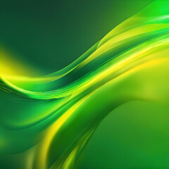 Shiny Green and Yellow Liquid Lines Flowing Abstract Background
