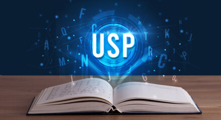 Technology abbreviation coming out from an open book