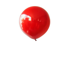 Shiny red balloon with reflective surface on transparent background - stock png.