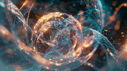 An intricate digital representation of a particle collision, evoking the grandeur of cosmic phenomena.