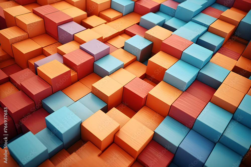 Poster geometric composition with different cubes. modern background for product design show in multicolore