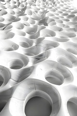 Obraz premium Abstract background of geometric pattern of circles, play of light and shadow. The circles are of different sizes and shapes and are arranged in a chaotic manner, creating a sense of movement and