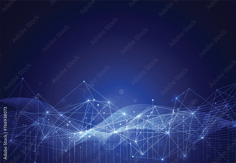 Poster abstract connecting dots and lines with geometric background. modern technology connection science, 