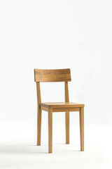 A graceful wooden chair with a backrest made of light wood, isolated on a white background