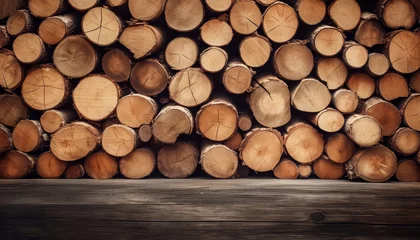 Photo sur Plexiglas Texture du bois de chauffage A pile of logs with a brownish color