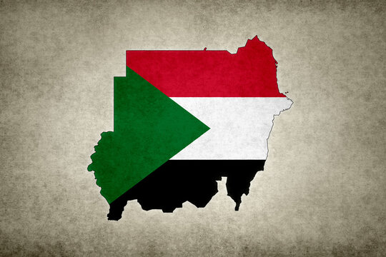 Map of Sudan with its flag within