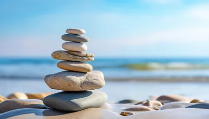 Photo sur Plexiglas Pierres dans le sable A stack of rocks on a beach