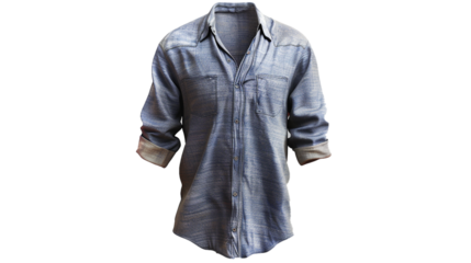 A dapper men's casual shirt, with a relaxed fit and laid-back style, its soft fabric and versatile design showcased against a white transparent backdrop