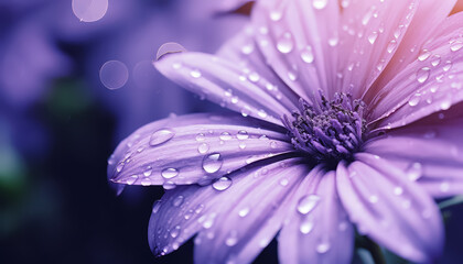 A purple flower with droplets of water on it - Powered by Adobe