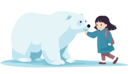 Foto op Canvas Little Girl With Polar Bear Flat vector isolated on w © Hassan