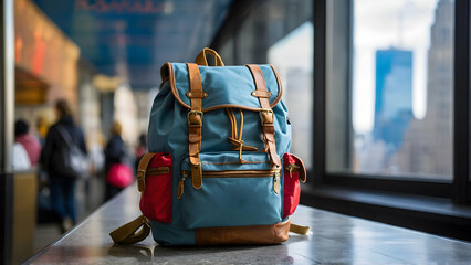 Photo real for Traveler with backpack in New York City in Backpack traveling theme ,Full depth of...