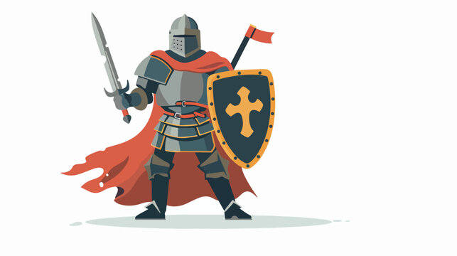 Medieval Knight Flat vector isolated on white