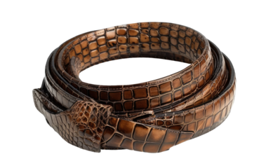 Crocodile Skin Belt: A Folded Fashion Statement isolated on transparent Background