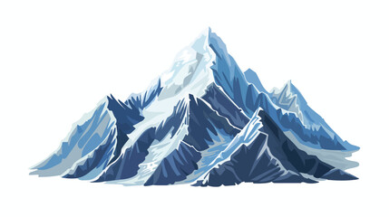 Mountain with snow on top Flat vector isolated on whi