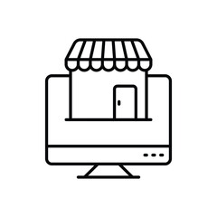 Thin Line Online Store vector icon