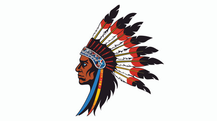 Native Indian Head Dress Flat vector isolated on whit