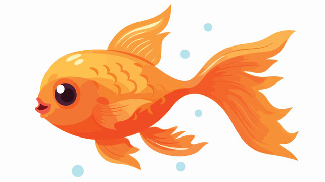 One goldfish on white background Flat vector 