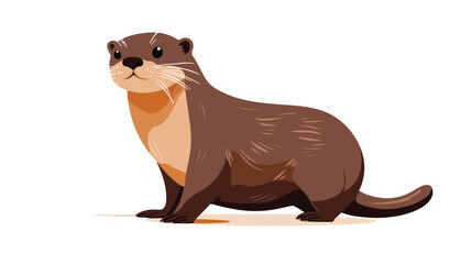 Otter Flat vector isolated on white background