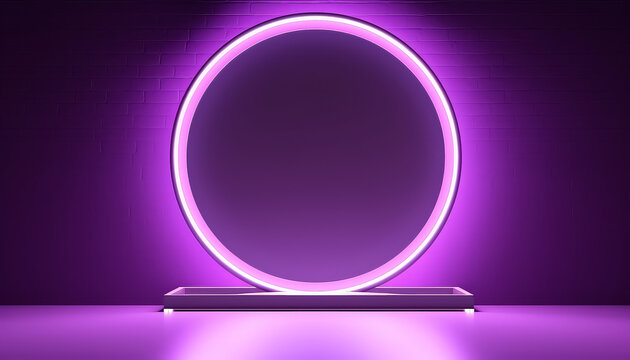 A purple circle is lit up in a room