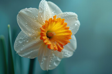 Daffodil (Narcissus) with water drops