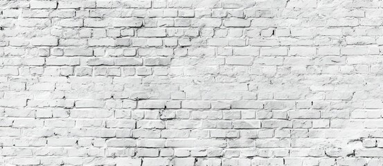 Panoramic background of wide old white brick wall texture. Home or office design backdrop, Generative AI 