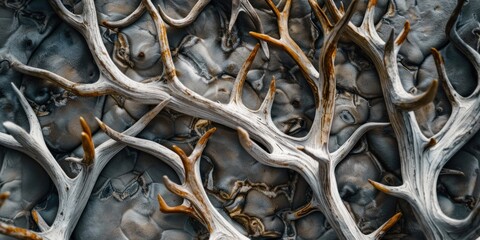 Textured Organic Antlers on Display