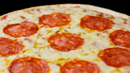 Italian pizza close up. Pepperoni pizza