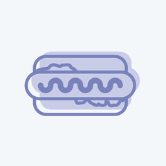 Hot Dog Icon in trendy two tone style isolated on soft blue background