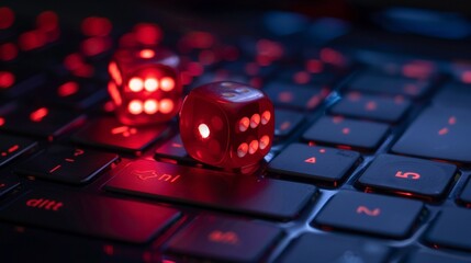 Dark web screens flicker with extortion schemes, cyber crime rampant, and dice roll in illegal gambling